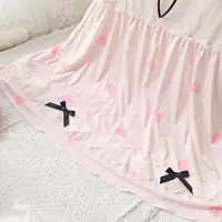 Women Heart Print Ice Silk Nightgown Set Spaghetti Strap Bow Lace Sleep Dress With Built-in Bra Pad Cute Sweet Home Lingerie Paj - Image 3
