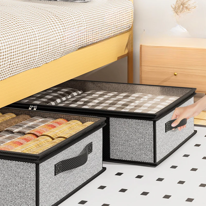 Transparent Cover Non-woven Clothing Storage Box Home Clothing Storage Bed Quilt Storage Bag Home Storage and Organization 3