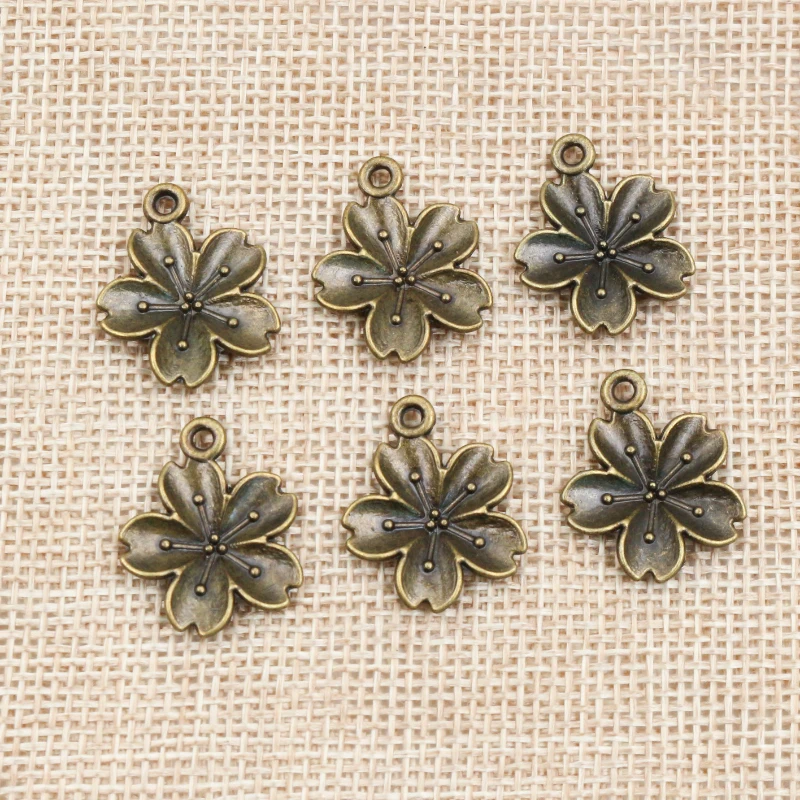 

15pcs 21x17mm Antique Bronze Plated Flower Style Handmade Charms Pendant:DIY for bracelet necklace