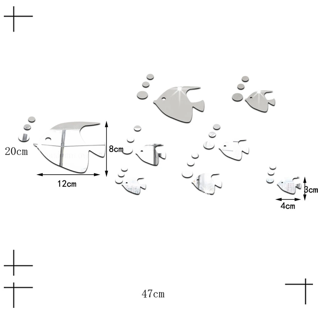 Description Picture 3 of itemBubble Fish Wall Stickers Marine Fish Mirror Stickers Acrylic Mirror Self-adhesive Children's Room Kindergarten Home Decoration
