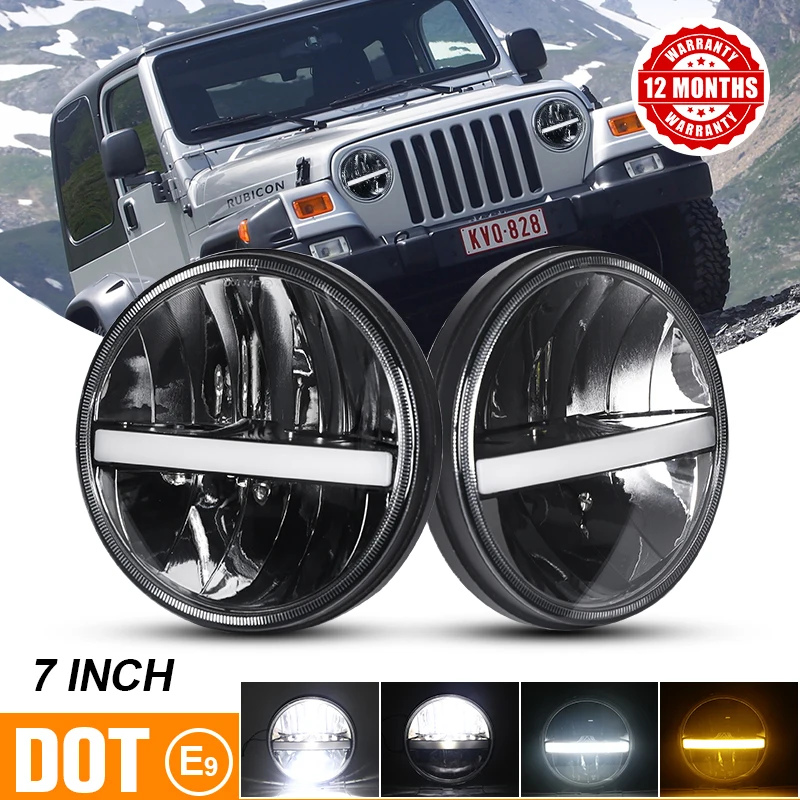 

7 Inch led Round Headlights for Jeep Wrangler Accessori 12v 7"Daytime Running Lights Car Light Assembly for Suzuki Samurai