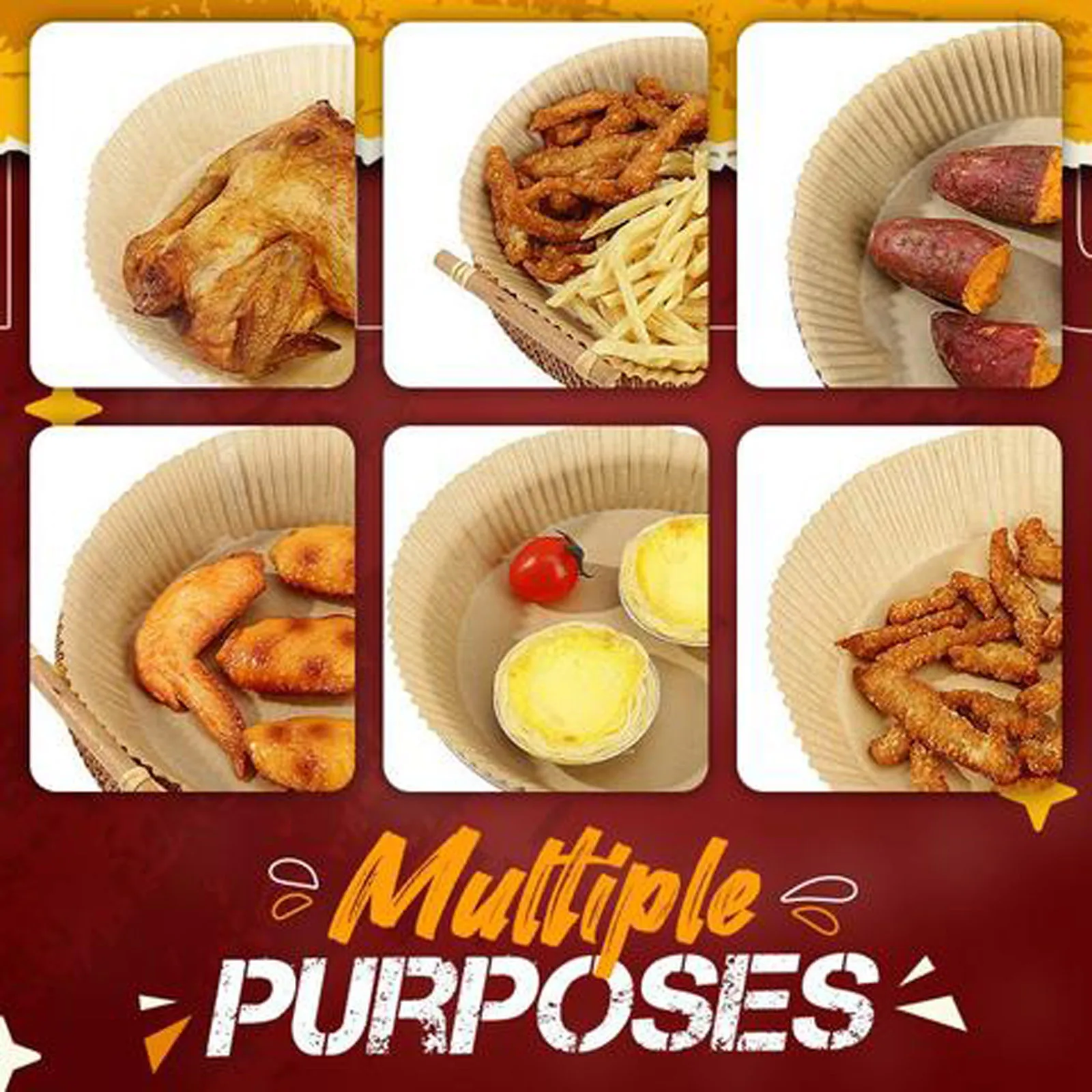 0 100PCS Fryer Pad Paper Food Baking Paper High Temperature Resistant Fryer для кухни полезные вещи useful things for home
