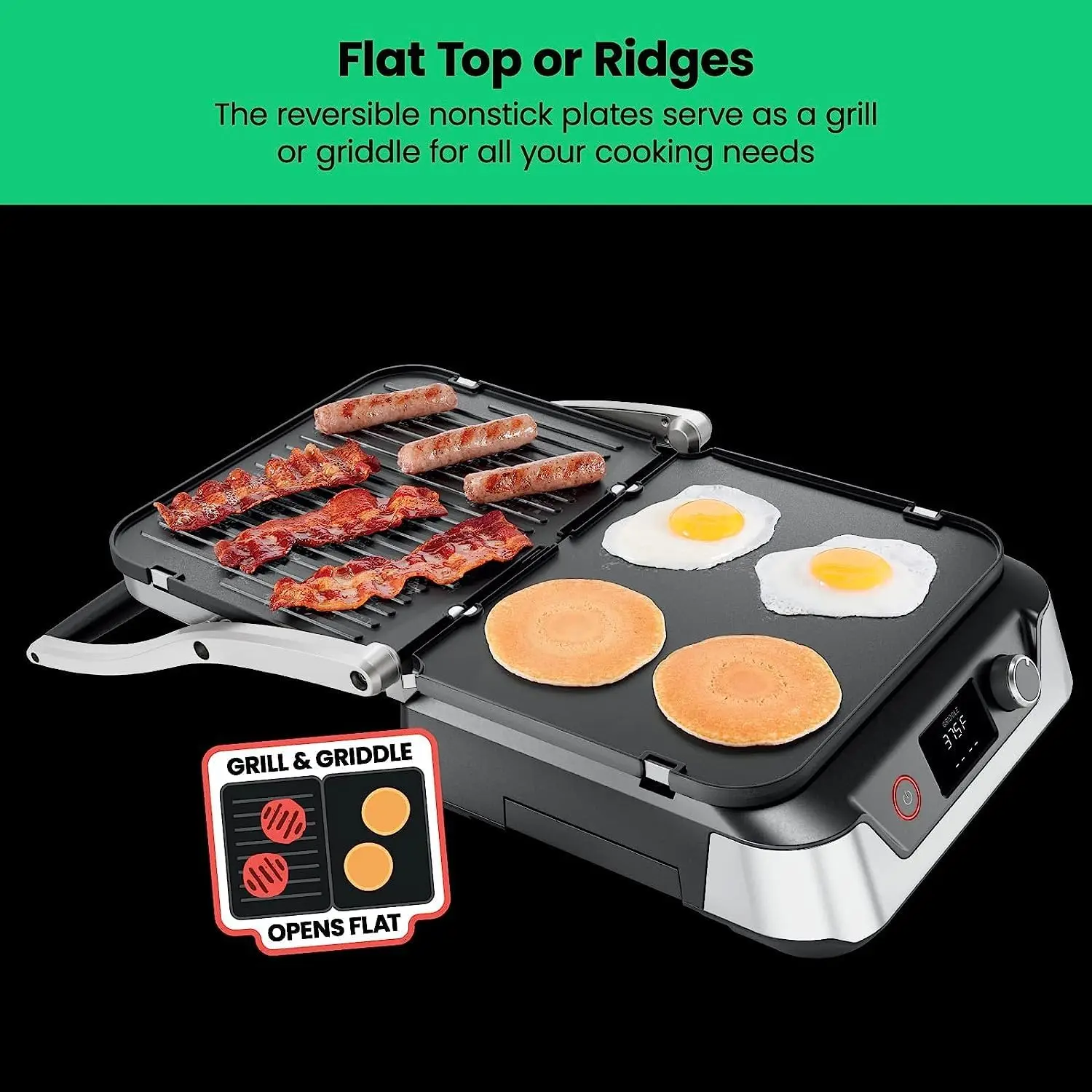 5-in-1 Digital Panini Press Grill Sandwich Maker and Griddle Grill Combo with Removable, Reversible Dishwasher-Safe Gril 4