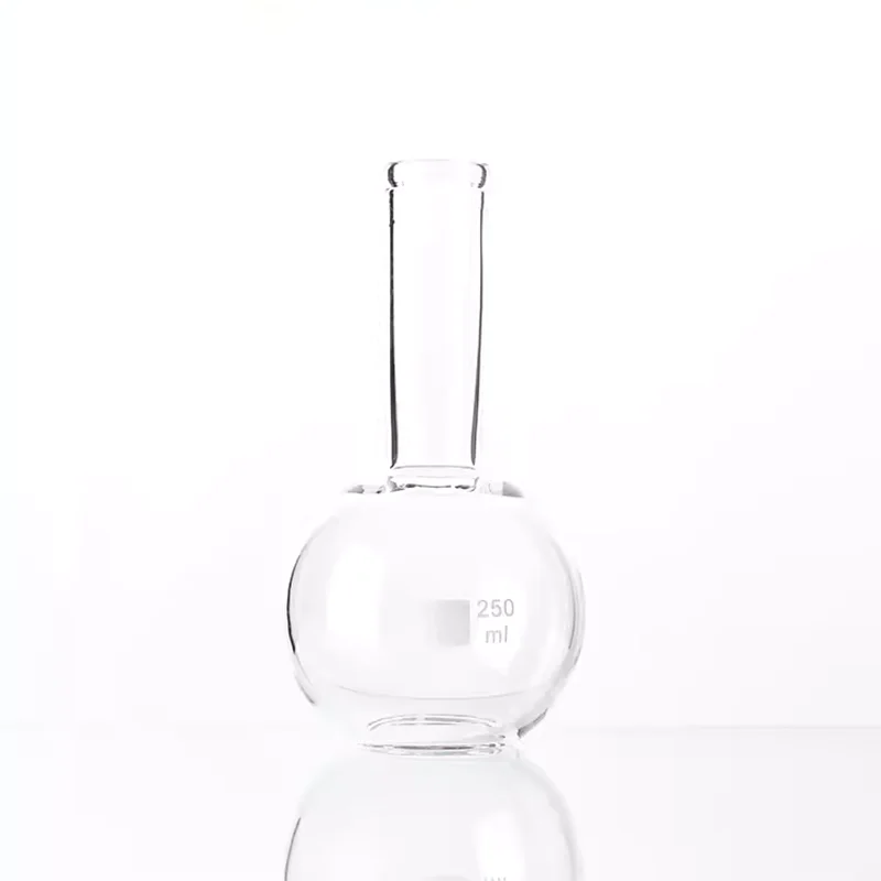 싱글 넥 플라스크 평평한 바닥 둥근 바닥, 고 붕규산염 유리 용기, 화학 실험 장비, 100mm, 150mm, 250mm, 500mm, 1000mm
