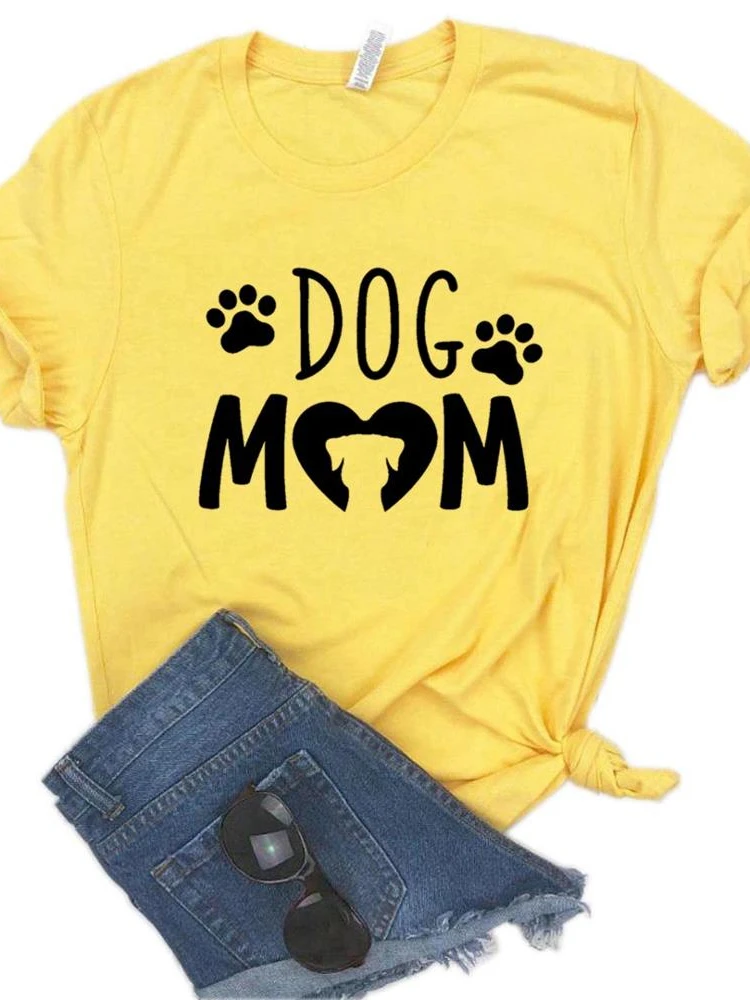 Women T Shirt Dog Mom PAW Print Tshirt Women Short Sleeve O Neck Loose T-shirt Ladies Causal Tee Shirt Clothes Tops169_voghion.com