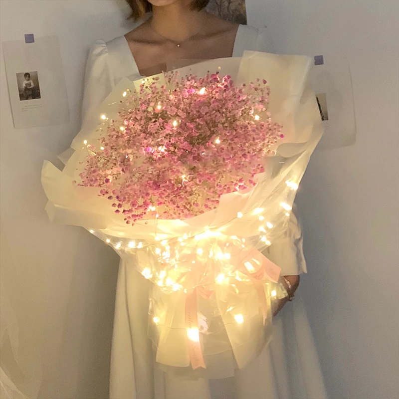 Wedding Bouquet Wrapping Paper Waterproof Gift Packing Luminous LED Clear Cellophane 60cm