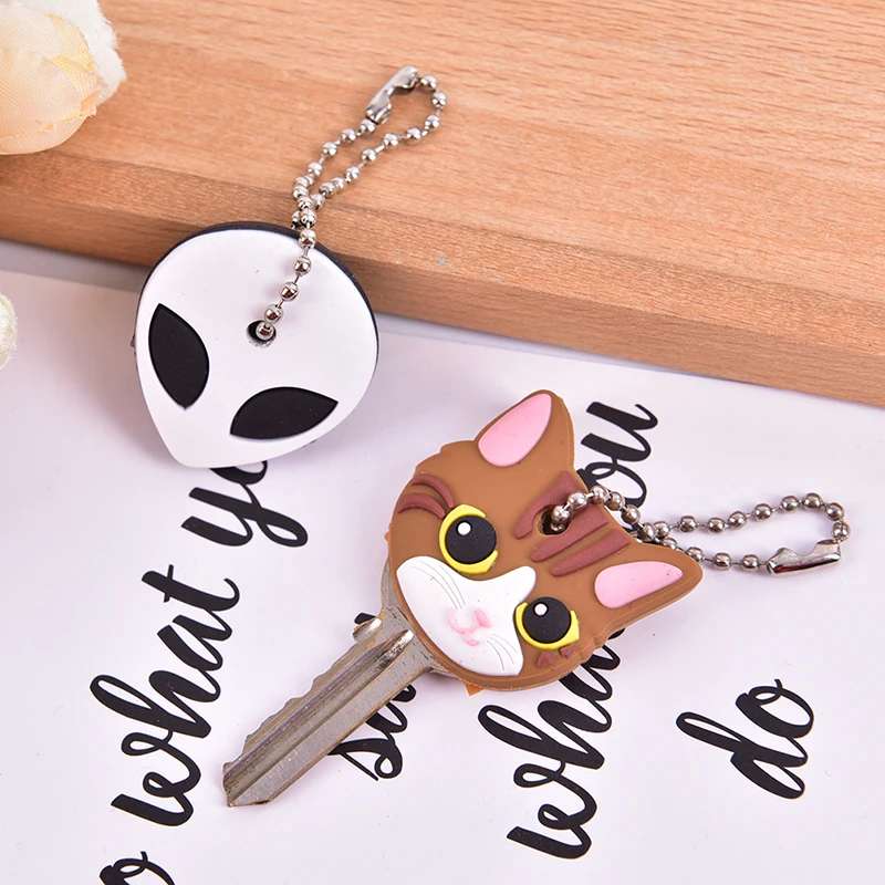 PVC Bright Colors Hollow Multi Color Rubber Soft Keys Locks Cap Key Covers Topper Keyring Elastic Case Round Soft Silicone