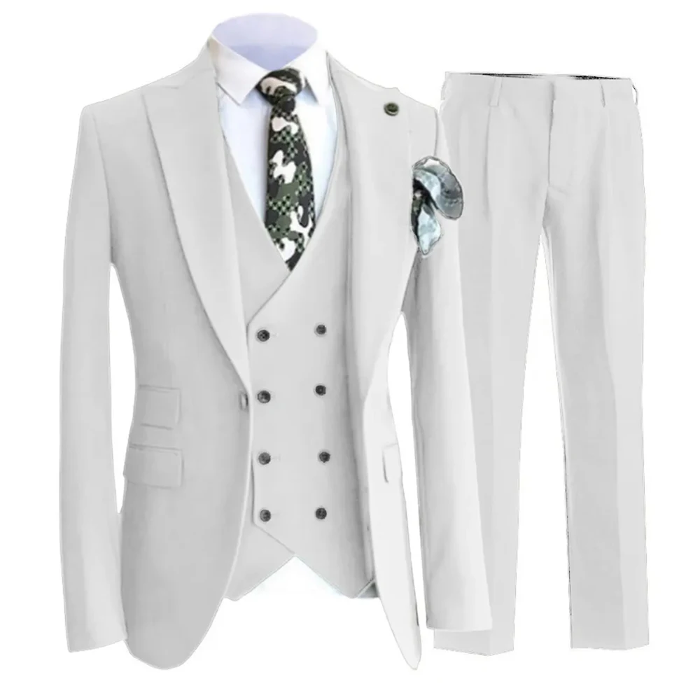 

Men Business Casual Wedding Slim Fit Suit 3 Pieces Jacket Trousers Waistcoat Set Male Blazer Coat Pants Vest Ropa Para Hombre
