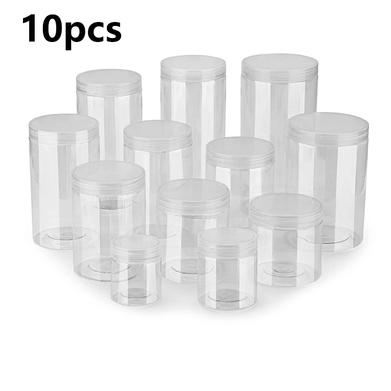 10pcs Plastic Food Jars Empty Grainstank Cookie Sealed Cans Refillable