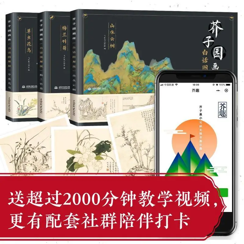 

3 books Flower Bird Landscape cloud tree Drawing Chinese Mustard Seed Garden Painting Art Book Libros Livros Libro Livro