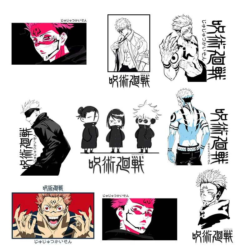 2pcs Anime Jujutsu Kaisen 패치 의류 스티커 열전달 열 스티커 아이언 패치 Parches Termoadhesivos Para Ropa