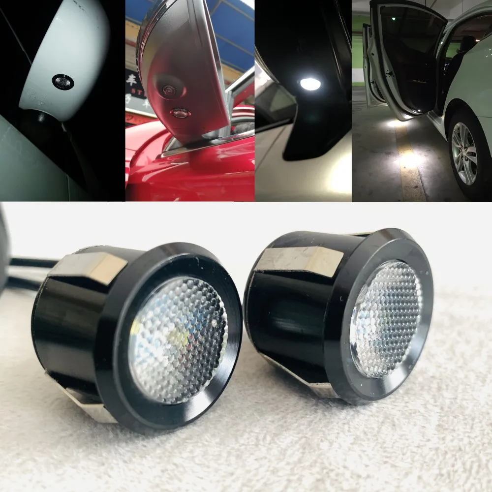 Pair 12v Led Rearview Mirror styling down light Car door welcome shadow ...