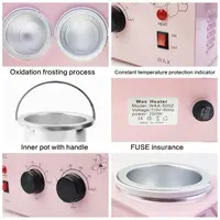 Portable Wax Warmer, Adjustable Temperature, 40 Wax Sticks, Hair Removal, Pink, Double Pots 4
