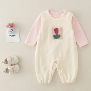 AINIGIELL 0-3Y الربيع والخريف جديد الحمالات طويلة الأكمام 2 قطعة النسخة الكورية من قميص أساسي والسراويل الطويلة مجموعة الطفل 5