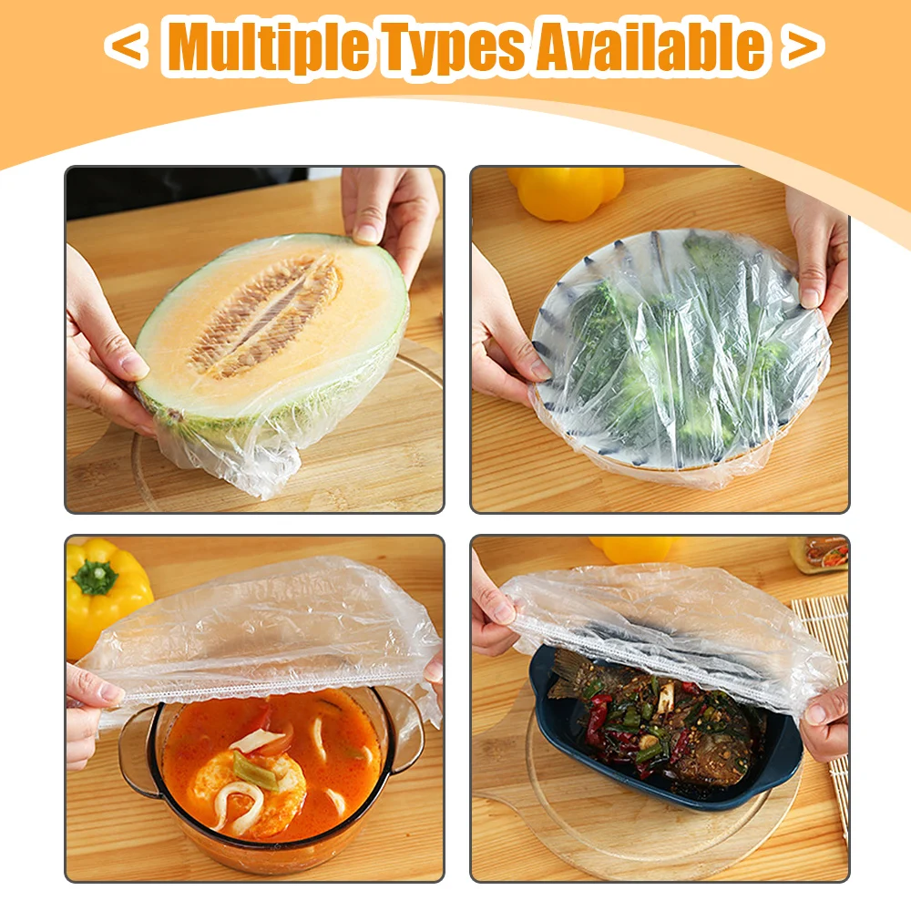 Disposable Shower Cap 50/100/200pcs Elastic Plastic Wrap Covers Food Non-woven Bath Hat Waterproof For Kitchen