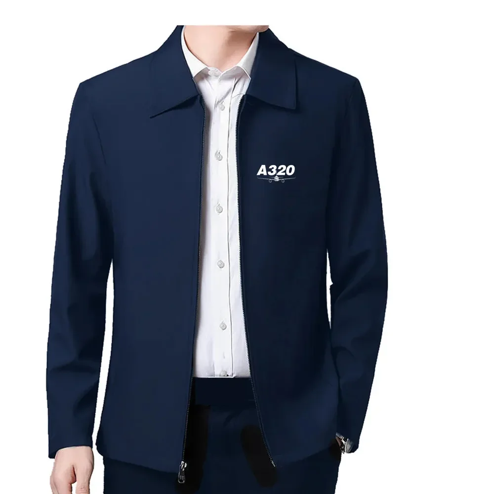 Spring Autumn New Coat Aviation Pilot Aircraft Airbus A320 Casual Loose Flip Collar Zipper Jacket 2