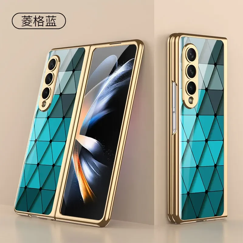 For Samsung Galaxy Z fold 3 case electroplated painted pattern tempered glass co