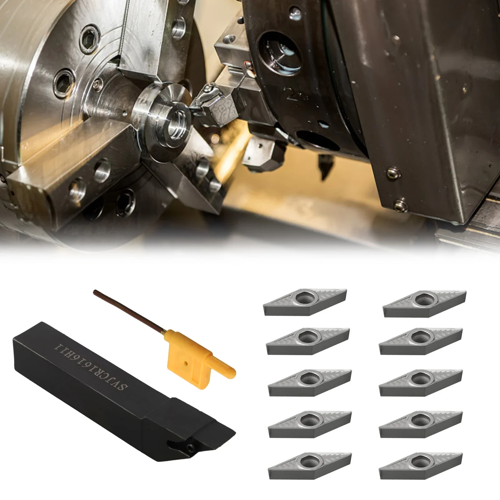 

Новинка, держатель внешнего инструмента, поворотный держатель, 10 шт., 16 мм, токарный инструмент, Алюминиевая Вставка SVJCR 1616H11 VCGT110304-AK H01