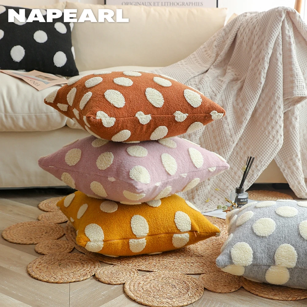 

NAPEARL Multi Color Polka Dot Lamb Warm Pillow Cover Cute Cartoon Sofa Cushion Cover Children Room Bedroom