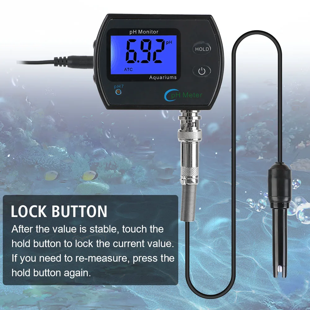 For Aquarium Multi-parameter Water Quality Monitor EU plug Professional Accurate Online pH monitor Acidometer pH Meter