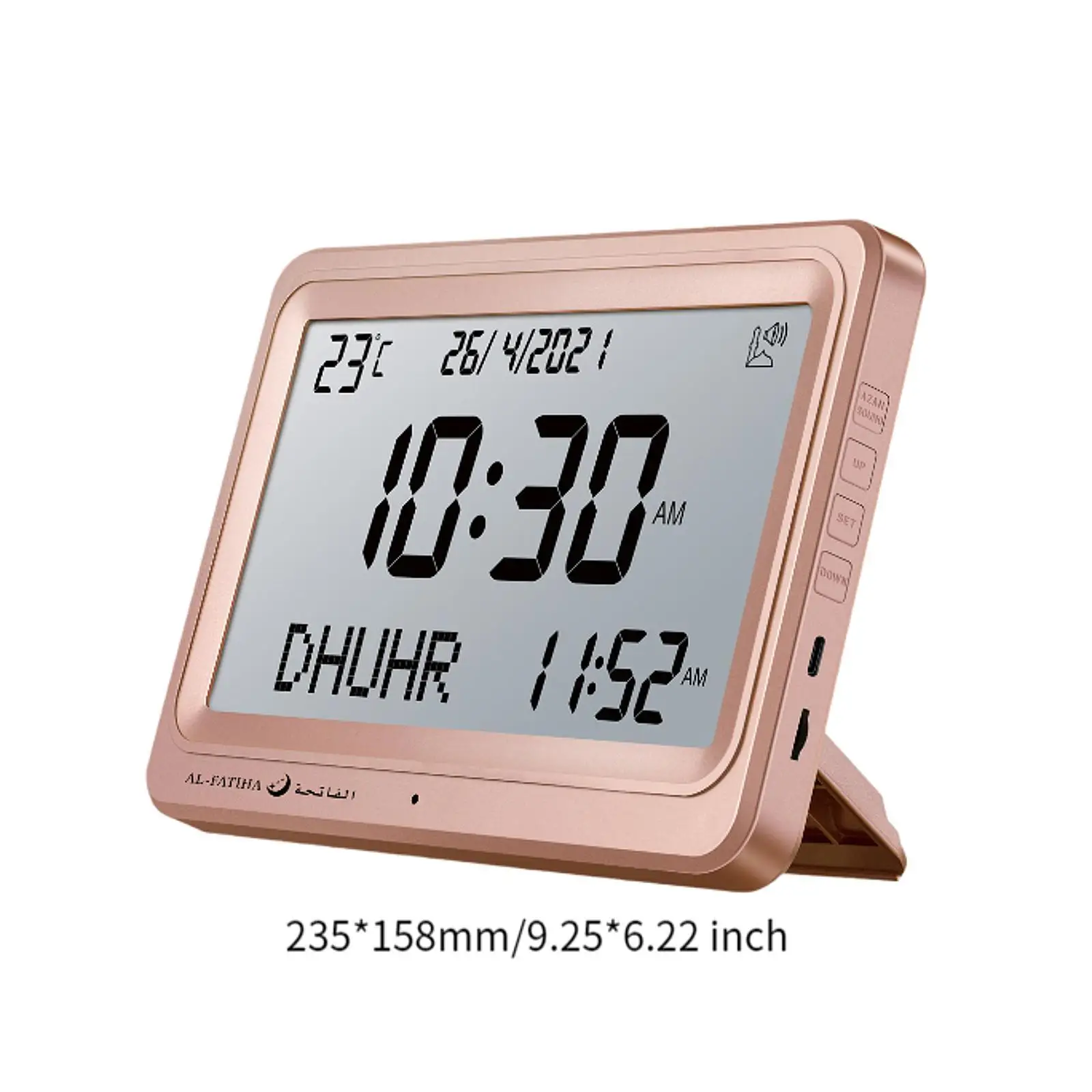 Azan Alarm Clock Islamic Temperature Decoration Muslim Prayer Clock Table Clock for Home Desk Party Living Room Father's Day