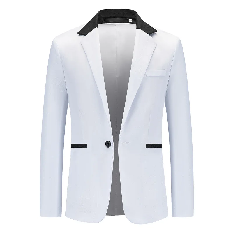 Men's Fashion colorblock business suit jacket youth trendy leisure slim 1 grain buckle blazer