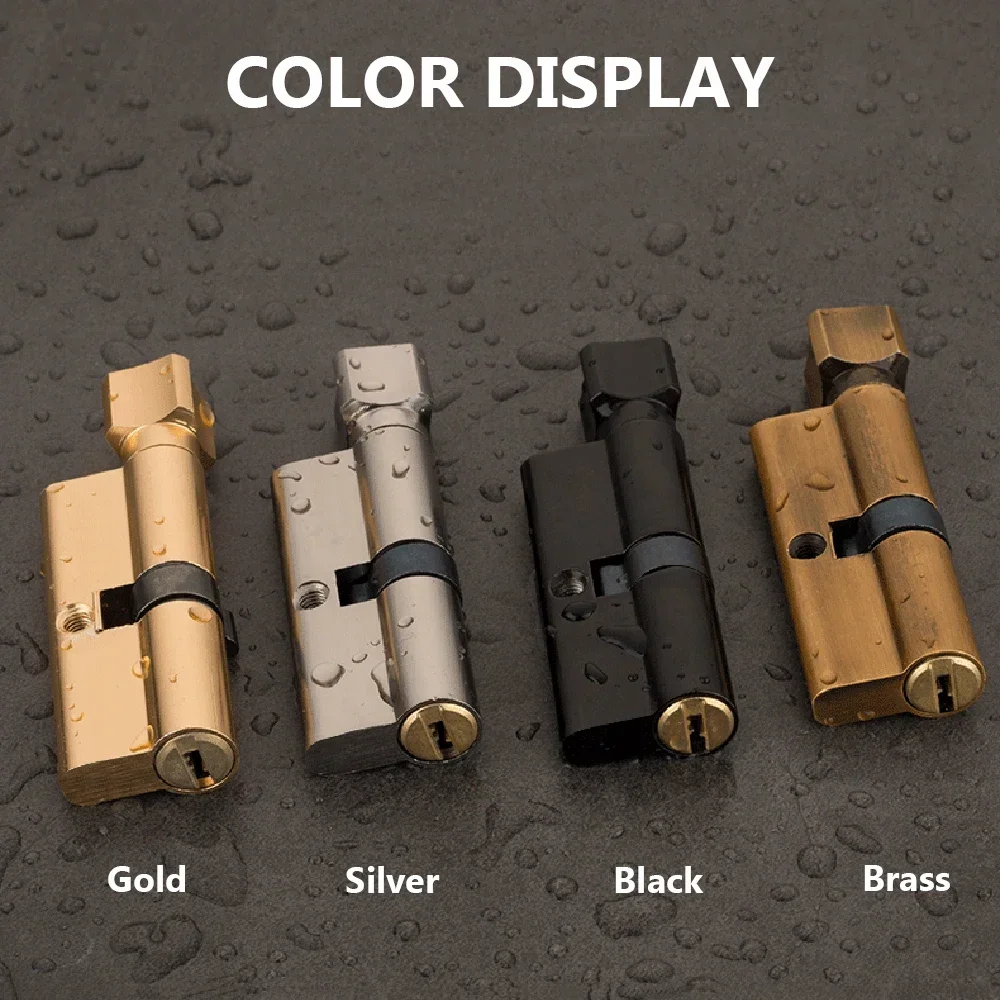 Description Picture 2 of itemDoor Cylinder Lock Biased 70mm 3 Keys Anti-Theft Entrance Brass AB Home Security Interior Bedroom
