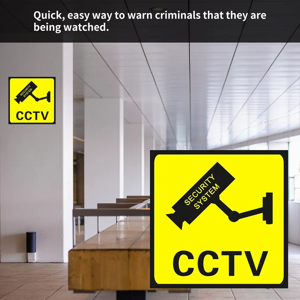24H CCTV Video Camera System Warning Sign Conspicuous Wall Sticker Monitor 