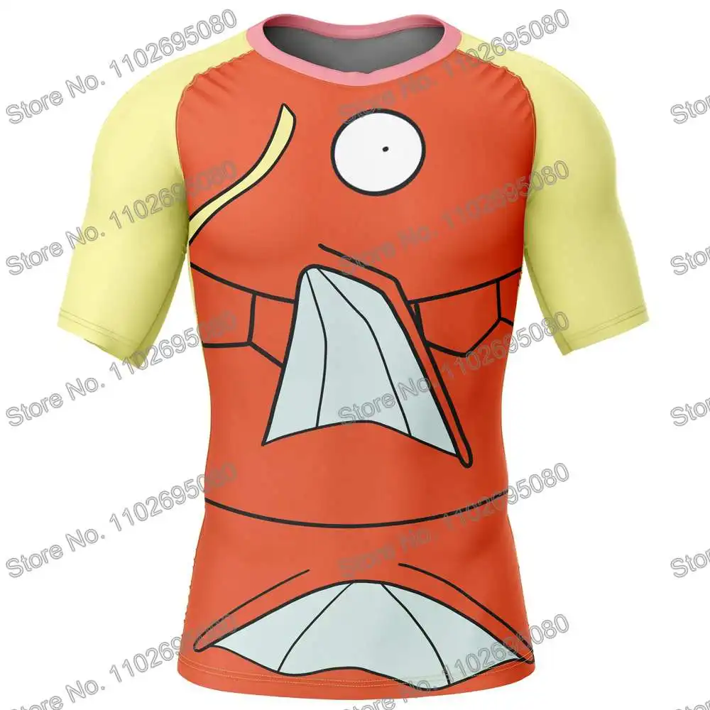 Rash Guard Surfing Swimsuit Cartoon Anime Surf Clothing BJJ MMA Men Rash Guard Short Sleeve Diving T-Shirt