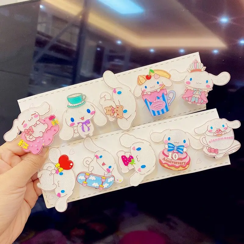 10Pcs Sanrio Cinnamoroll Yugui Dog Hairpin Anime Decorative Doll Bangs Hairpin Creative Christmas Birthday Girl Gift Wholesale