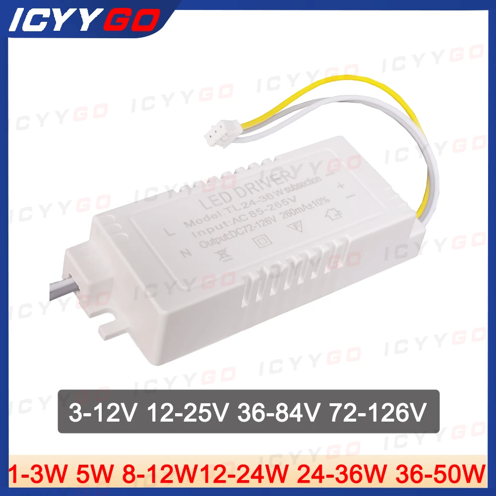 LED Dimming Driver Segment Switch 3-12V 12-25V 36-84V Two-Tone Three-Color Dimming LED Constant Current Wide Voltage Power Suppl