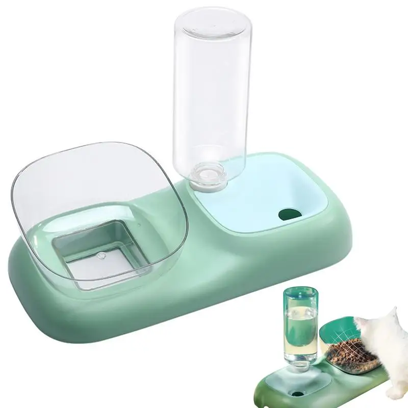 

Cat Food Feeder Gravity Cat Feeder For Dry Food 2-In-1 Wear-resistant Automatic Water Bottle Bowl Removable Cat Wet And Dry Food