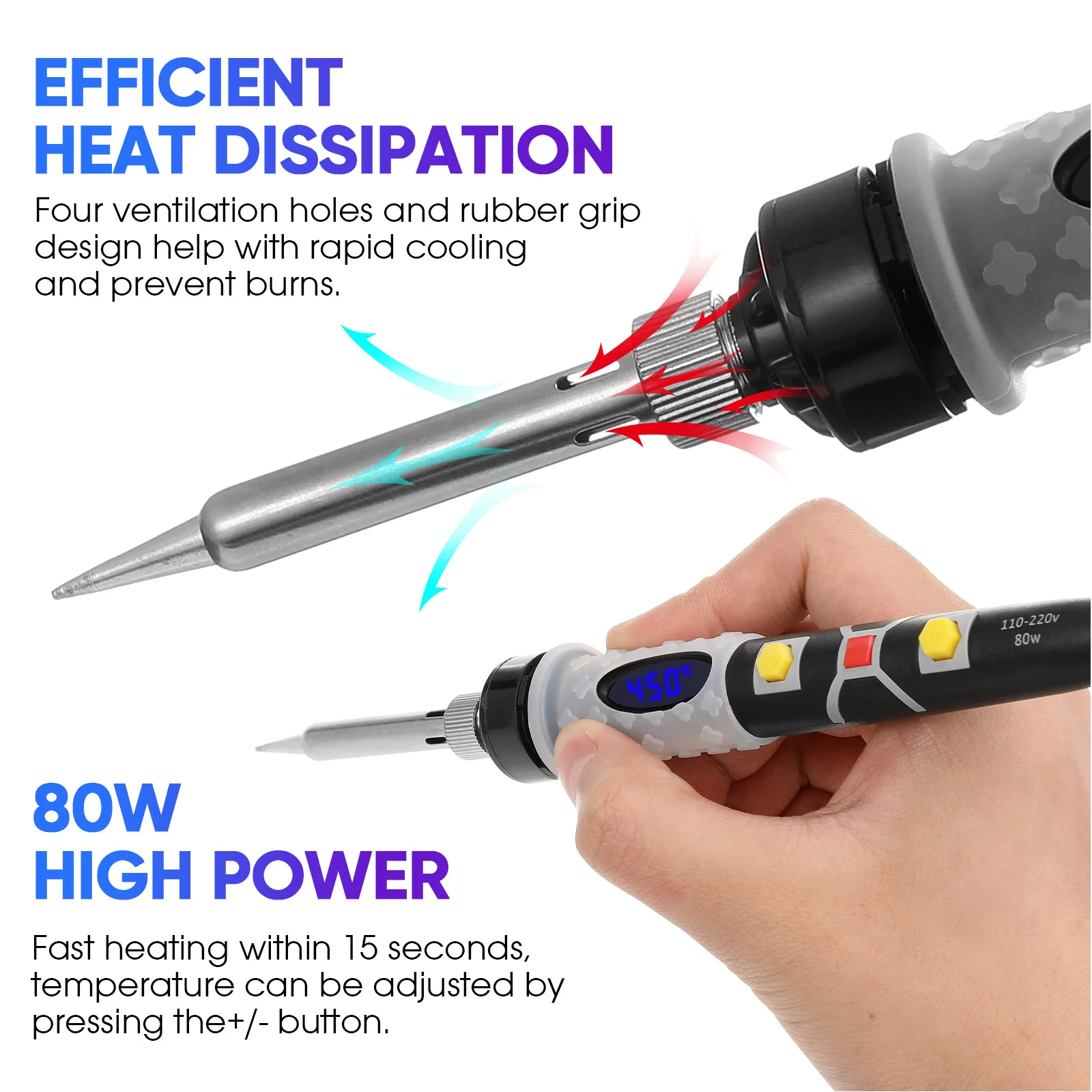10Pcs/Set Soldering Iron Kit 80W Digital Display Temperature Adjustable Soldering Repair Tools Kit (AU Plug) soldering iron soldering iron kit soldering iron set