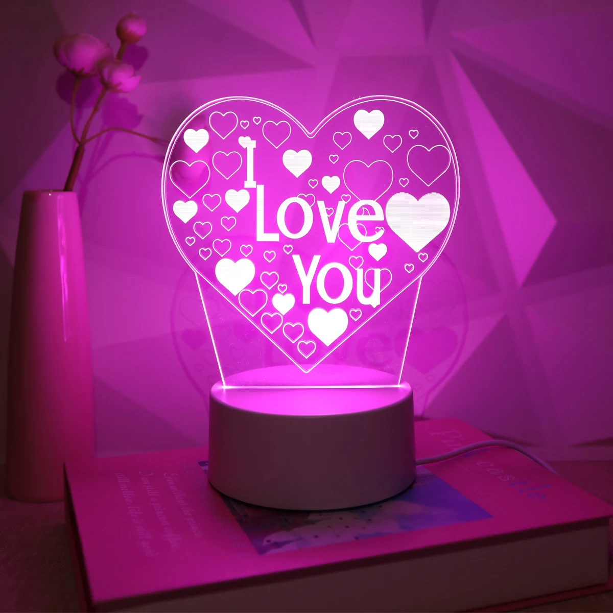 Pink 3D “I LOVE YOU” Night Light 3