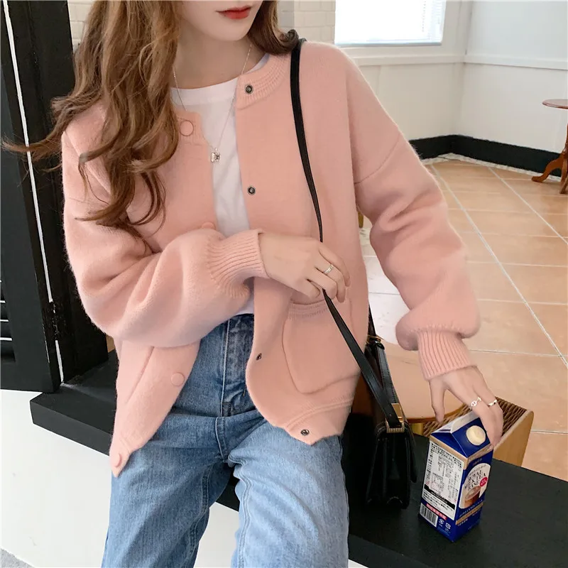 

2023 Autumn Winter Sweater Coat for Women New Loose Casual Korean Style Long Sleeve Thick Knit Cardigan Women