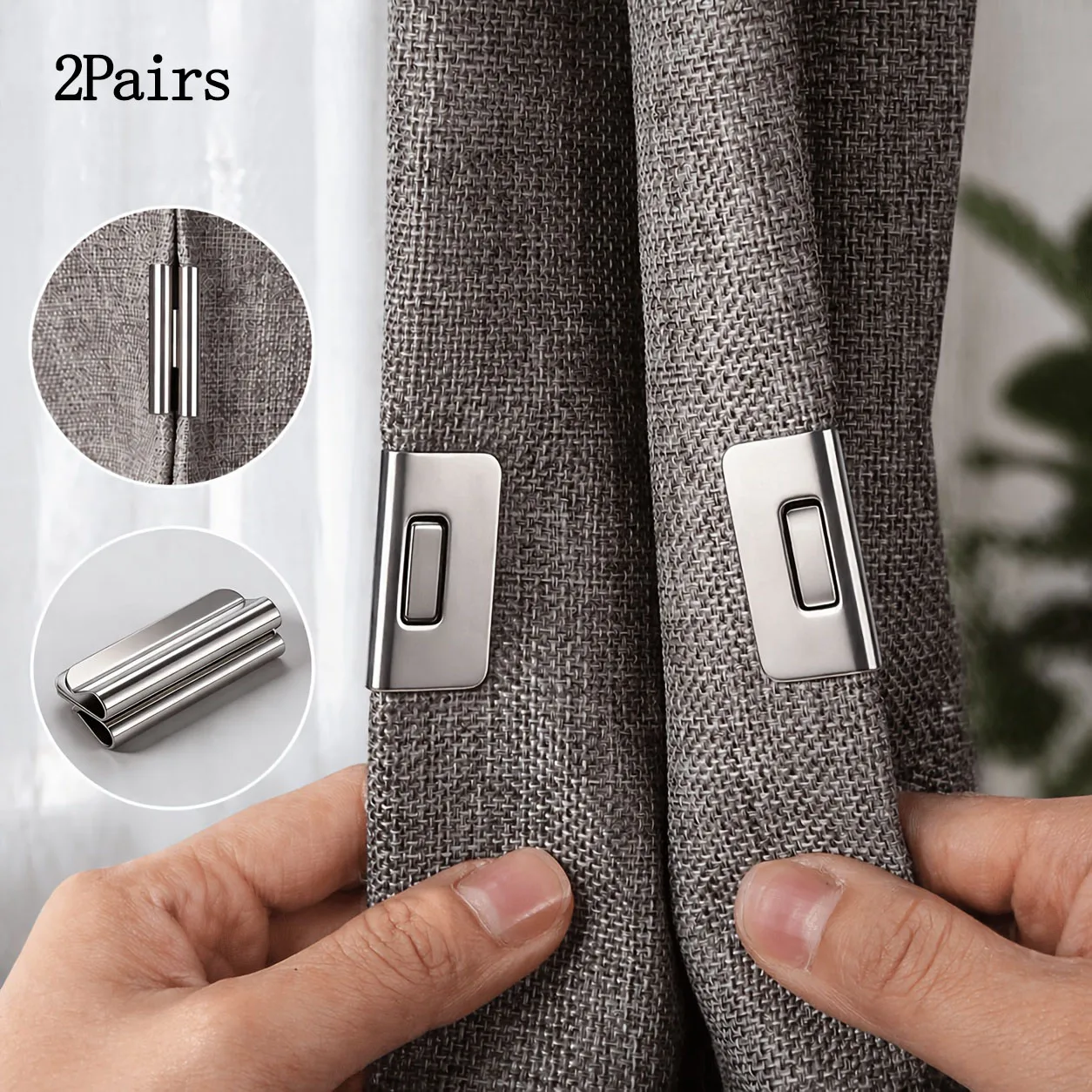 Clip magnetiche resistenti per tende, senza chiodi, per oscuramento, mantengono la tenda chiusa, evitano l'infiltrazione di luce, per camera da letto e ufficio - immagine 2