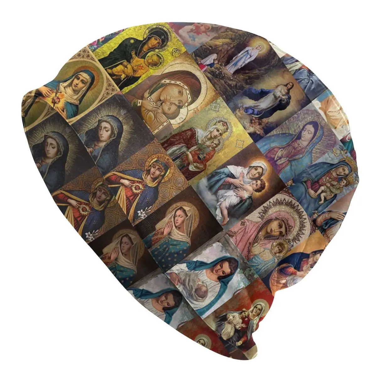

Jesus Virgin Mary Christian Catholic Plaid Cap Hip Hop Autumn Winter Skullies Beanies Hat Unisex Warm Bonnet Knitting Hats