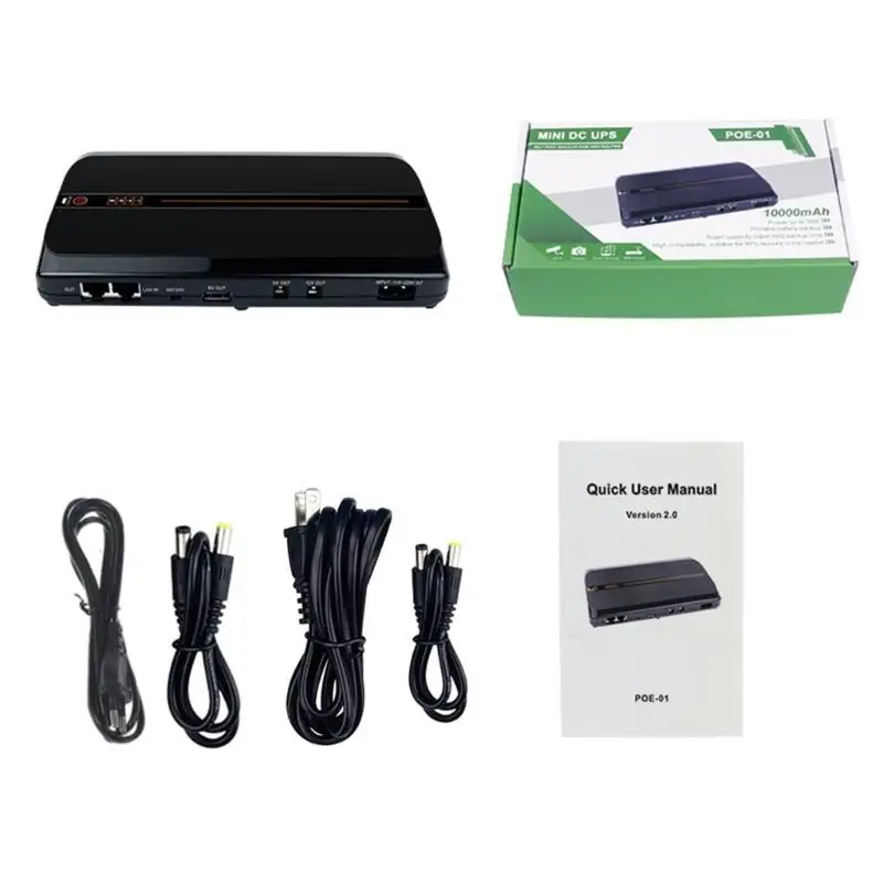 

10400mAh USB 12V 2A 36W 5.5x2.1mm Uninterruptible Power Supply UPS Battery Backup for WiFi Router Camera Speaker