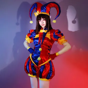 Pomni Costumi Cosplay Uniforme da clown Anime L'incredibile circo digitale Gioco di ruolo Vestito da festa di carnevale di Halloween