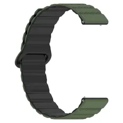 Silicone Magnetic Replacement Watchband Strap, Adjustable and Secure for 18mm (Deep green black)