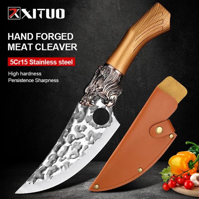 Viking Kitchen Knife | Viking Knife with Sheath | Meat Cleaver Knife | Viking Hand-Forged Premium Stainless Steel Chef's Knife | Medieval Butcher Knif