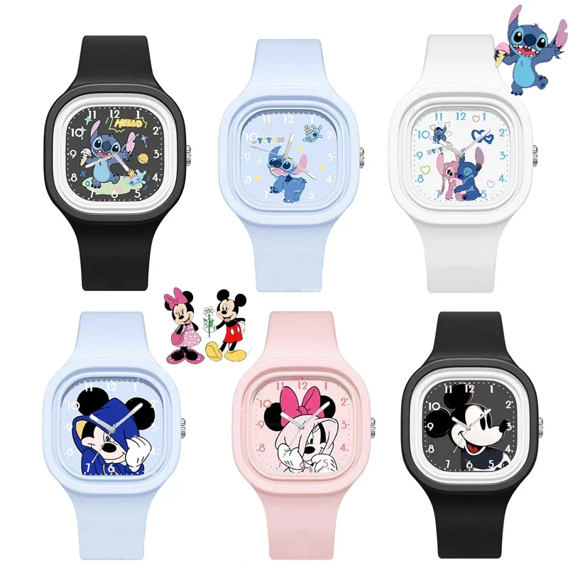 

Disney Lilo&Stitch Action Figures Children Watch Kawaii Stitch Sports Silicone Watch Cartoon Mickey Minnie Watch Kids Toy Gifts