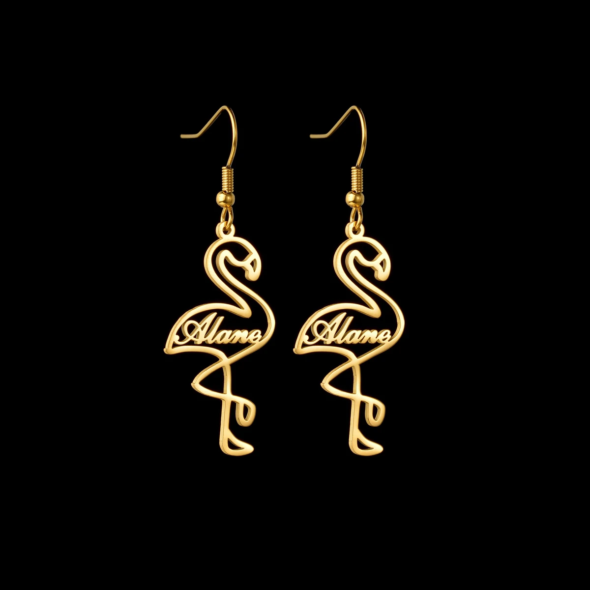 

New Custom Name Earrings Stainless Steel Personalized Flamingo Bird Nameplate Eardrop For Women Accessories Gift