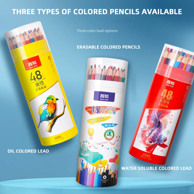 Water-soluble Colored Lead, Erasable Colored Pencil, Art Student Professional Oil Pencil, Brush Set, Painting Stationery 5