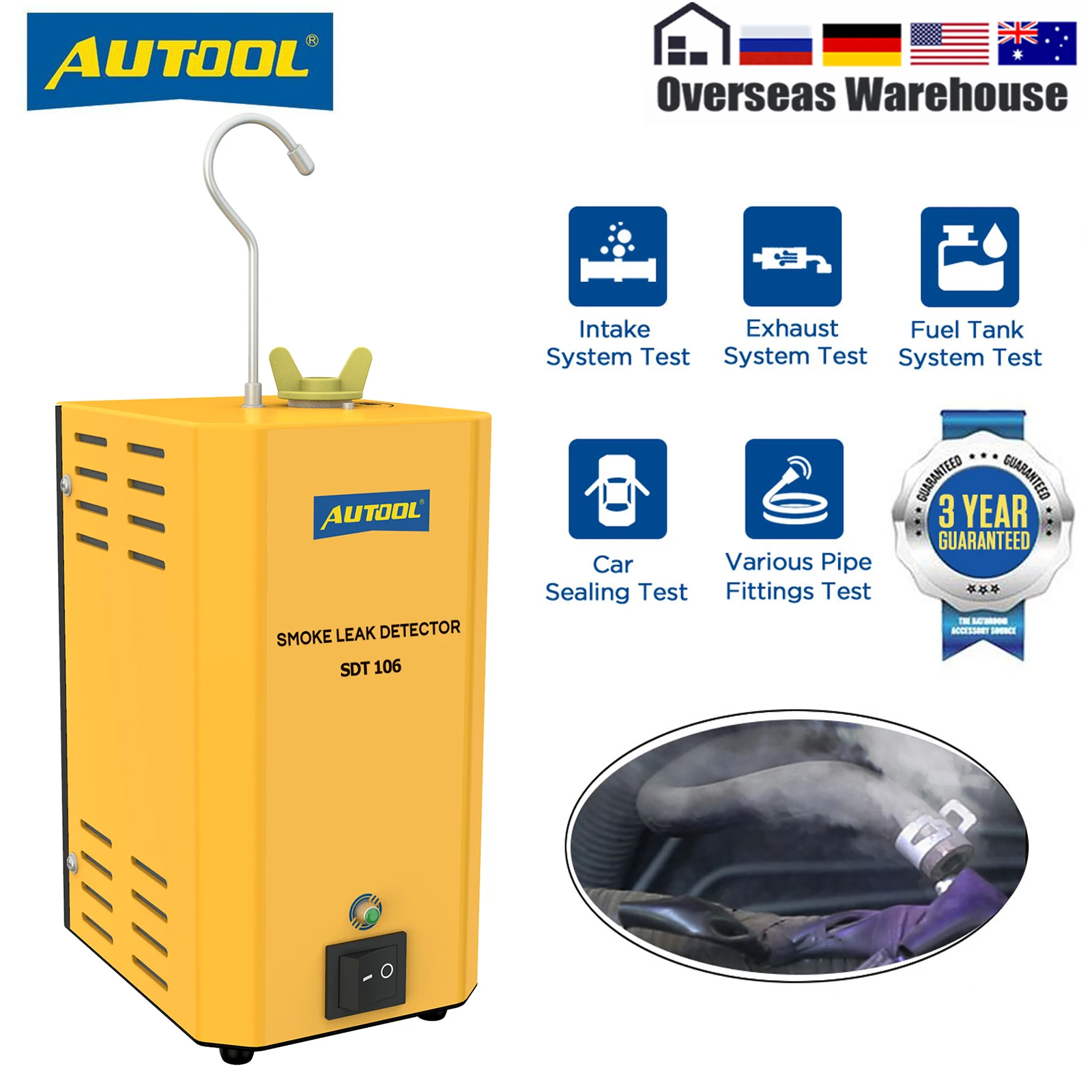Auto EVAP Fuel Pipe Air Intake System Smoke Leak Detector Tester AUTOOL SDT-106 