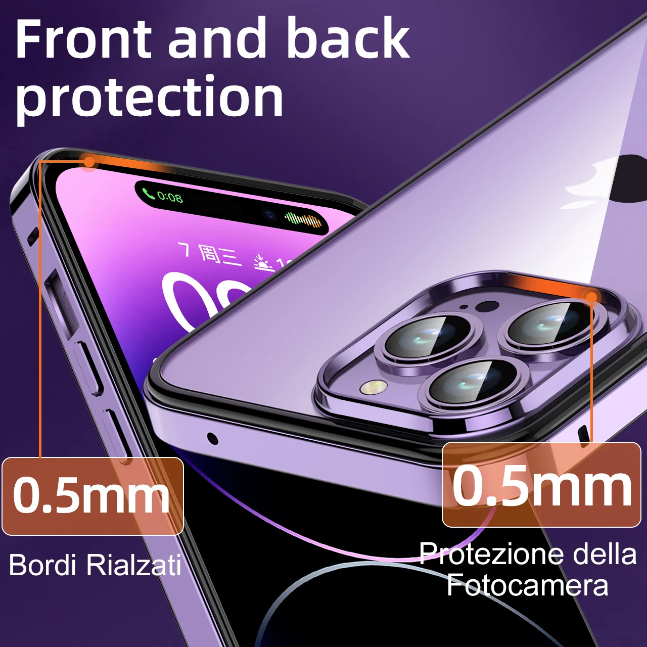 For iPhone 14 13 15 Pro Max 15pro Light Bumper Case 2 IN 1 Luxury Hybrid Aluminum Meatl Frame Clear Splitting Acrylic Cover Bag