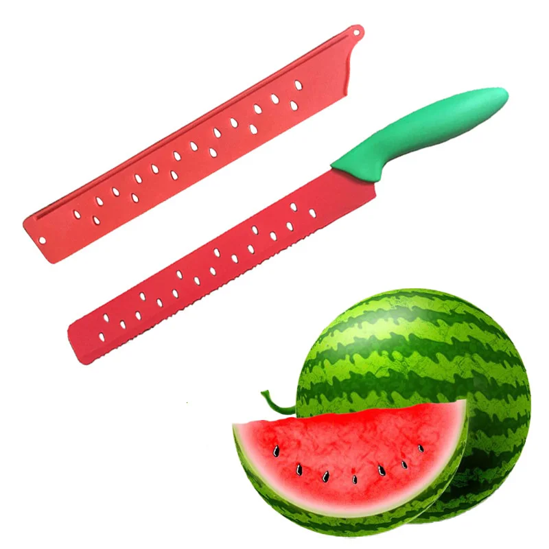 

Watermelon Knife Stainless Steel Melon Knife Red Watermelon Cutter With Sheath Baking Wavy Serrated Edge Bread Knife Fruit Knife