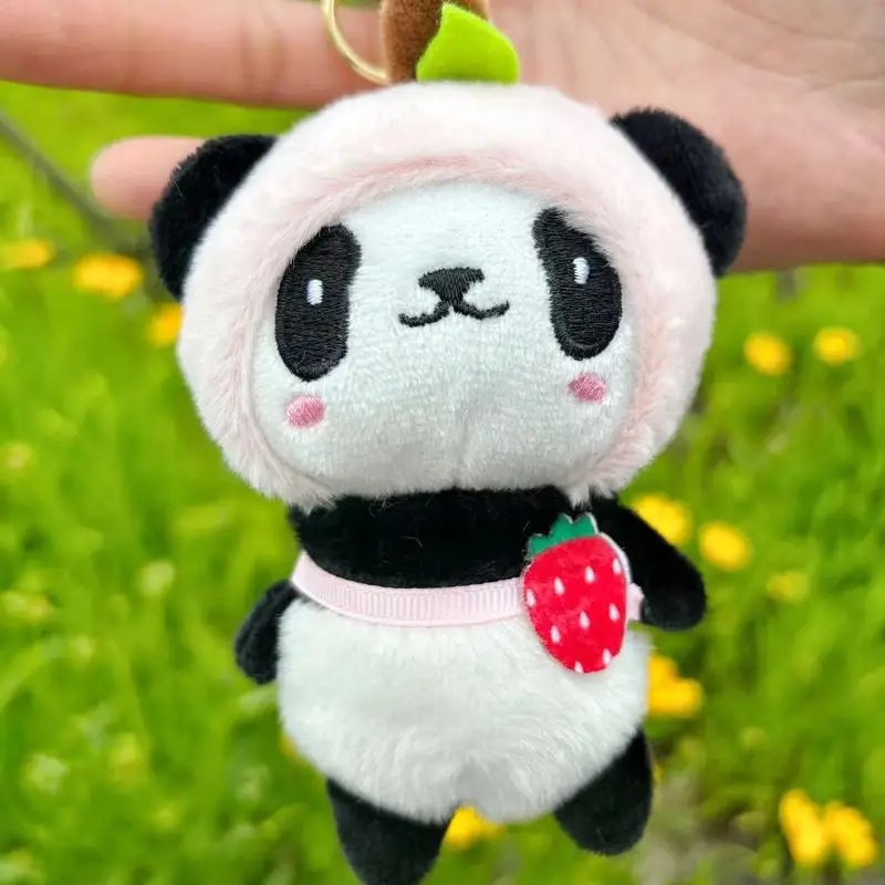 귀여운 과일 팬더 봉제 장난감 키체인 펜던트 인형, 커플 가방 펜던트, 작은 선물, 중국 특색 종, 흑백 Pa