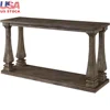 Vintage Console Table Elm Wood Weathered Finish Entryway Furniture Easy Assembly Living Room Accent Piece 1