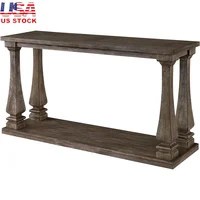 Vintage Console Table Elm Wood Weathered Finish Entryway Furniture Easy Assembly Living Room Accent Piece 1
